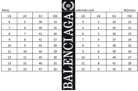 balenciaga track size chart.